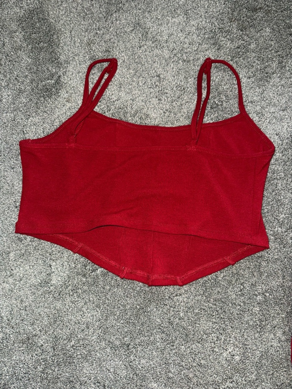 Red Ribbed Cropped Top - Picture 4 of 4